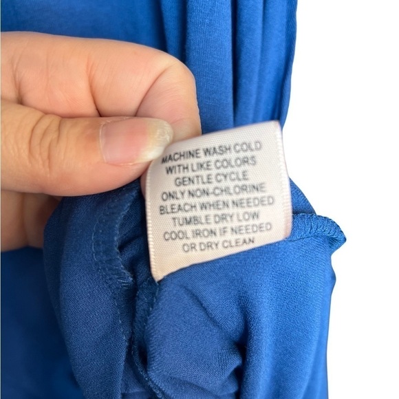 𝅺NWT Philosophy Elbow Sleeve Crew Neck Swing Dress Blue XS with side pockets - Picture 7 of 10